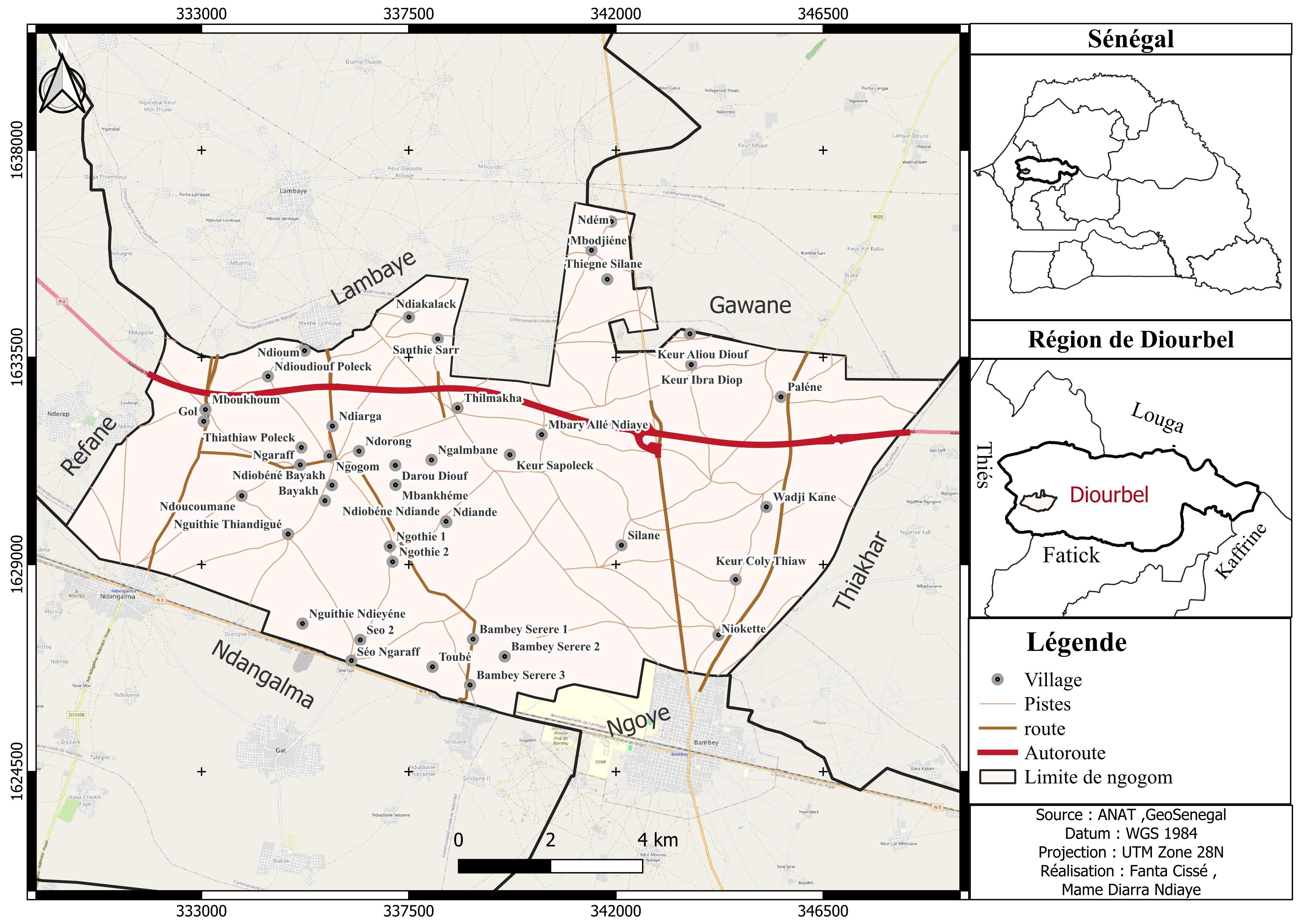 Carte des villages de Ngogom