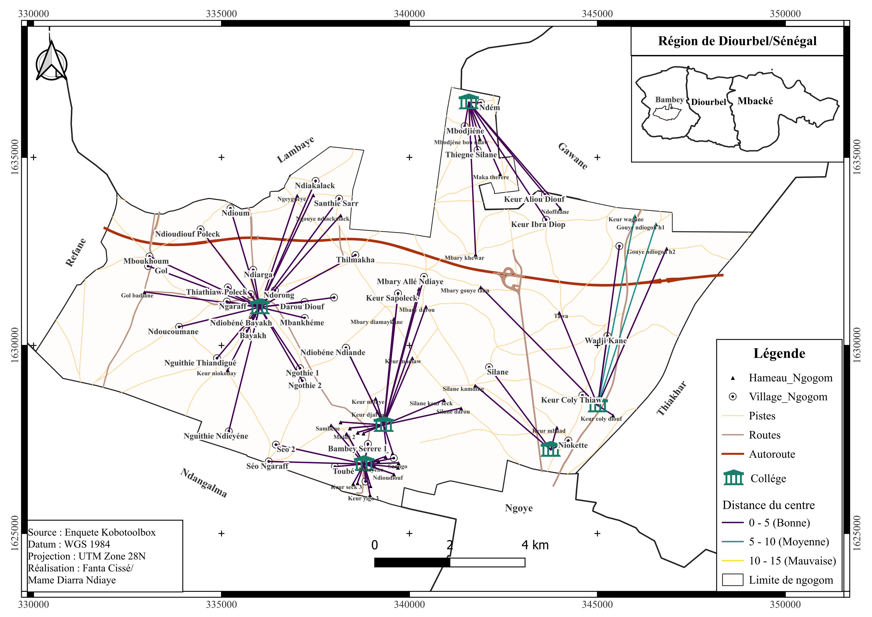 Carte des collèges de Ngogom