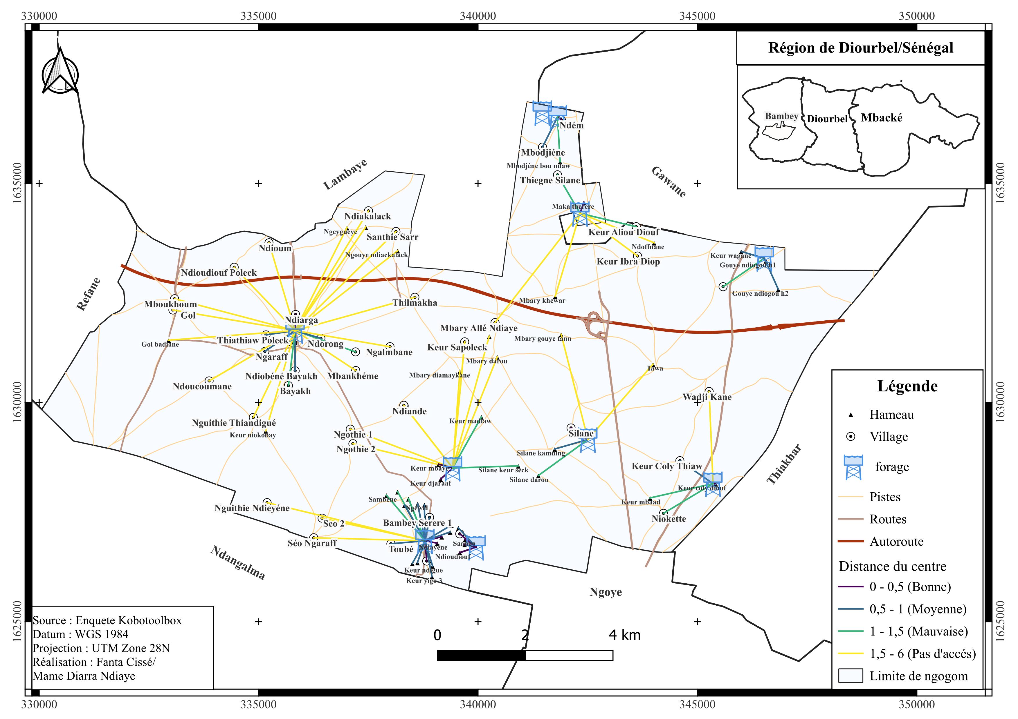 Carte des forages de Ngogom