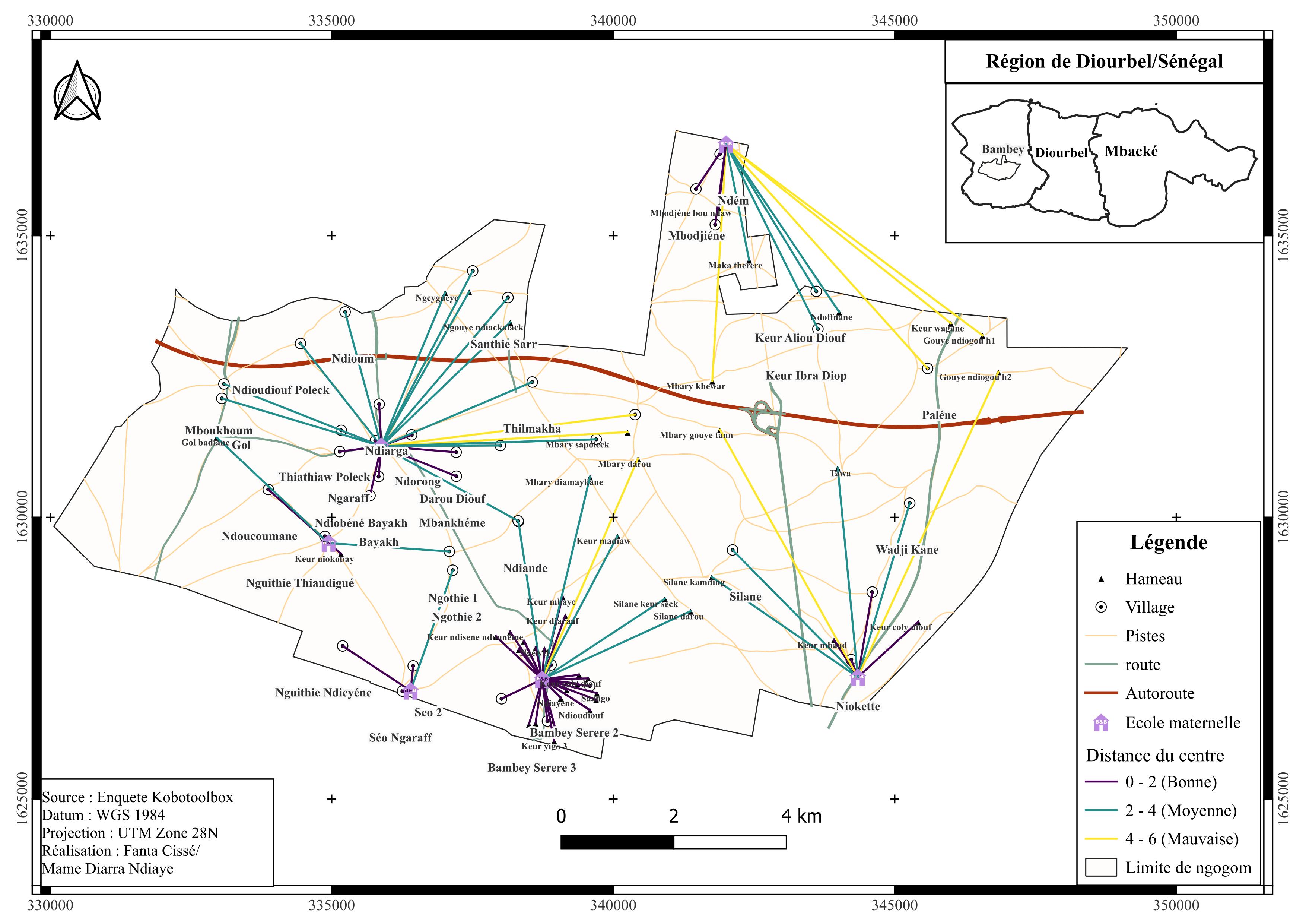 Carte des écoles maternelles de Ngogom