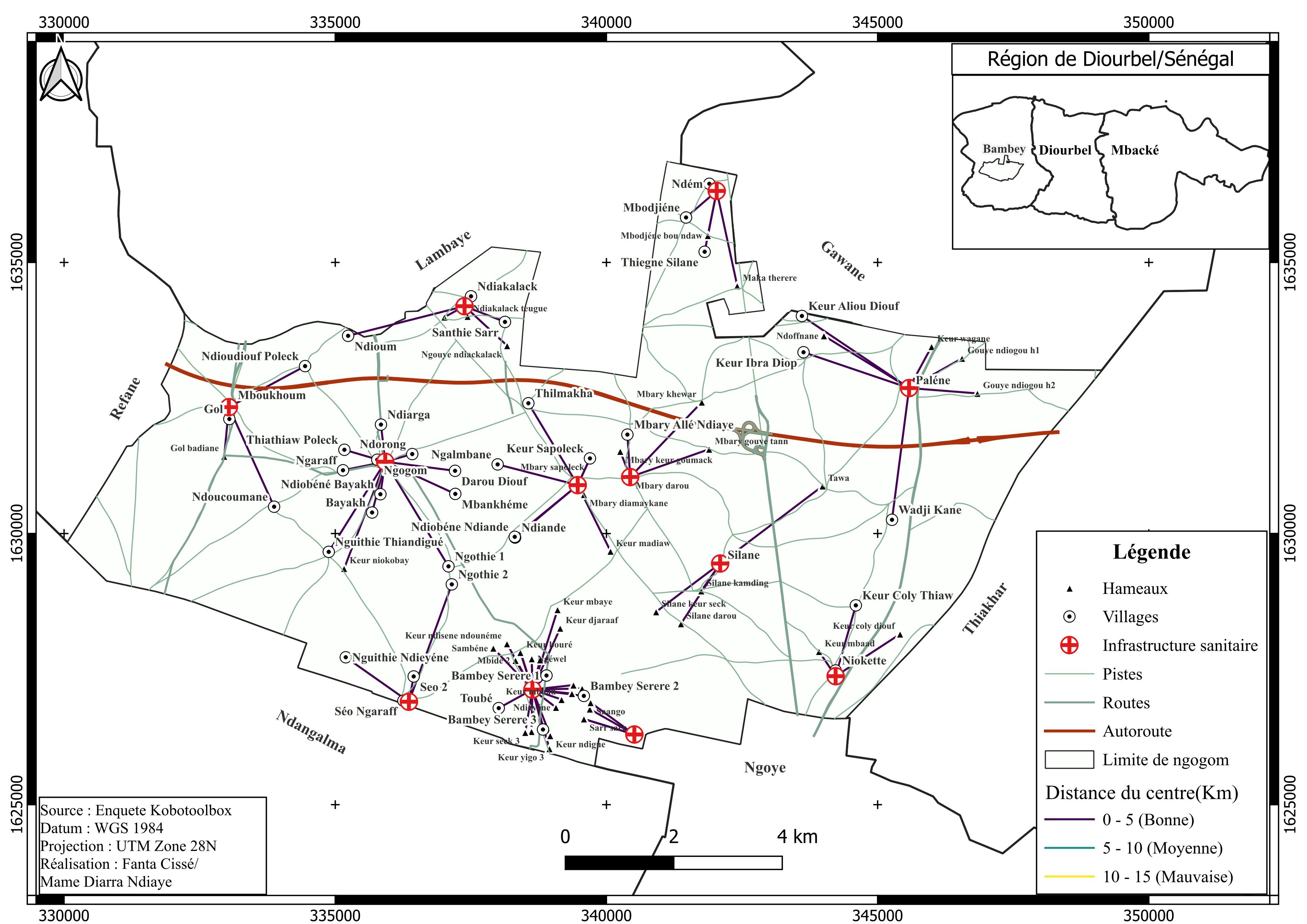 Carte des infrastructures sanitaires de Ngogom