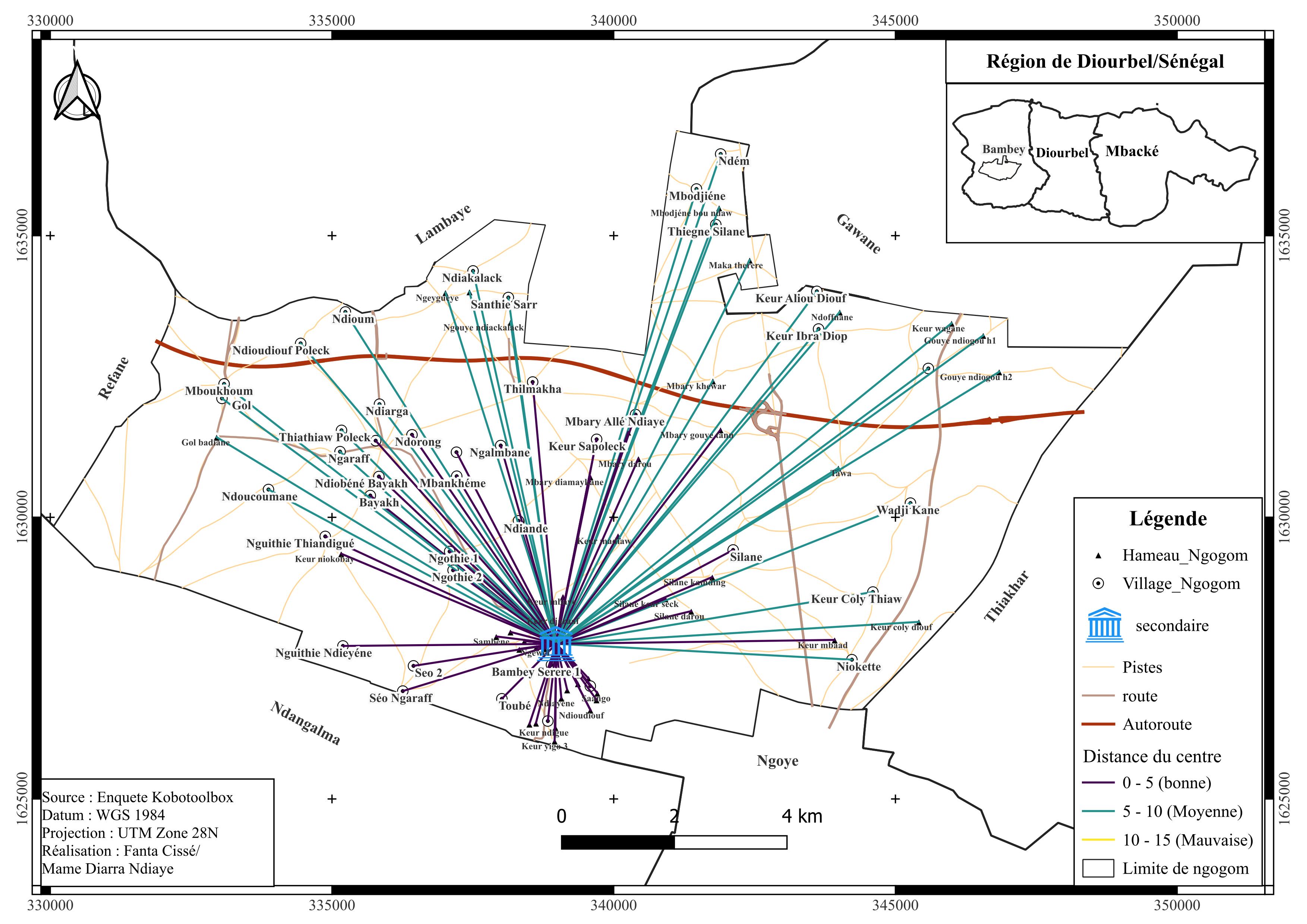 Carte des établissements secondaires de Ngogom